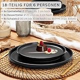 SÄNGER Madeira | Steingut Geschirr Set 18 tlg, Teller Set 6 Personen, Geschirrset 6x Speiseteller 6x Müslischalen 6x Dessertteller, Tafelservice schwarz kratzfest, Essgeschirr matt | VALUE COLLECTION