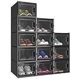YITAHOME Shoe Box, Set of 12 Medium Size Shoe Storage Lightweight Cardboard Organizers Stackable...