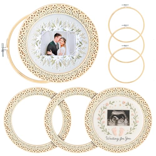 Kuabiz 8 Pcs Wood Embroidery Hoop Frame with...