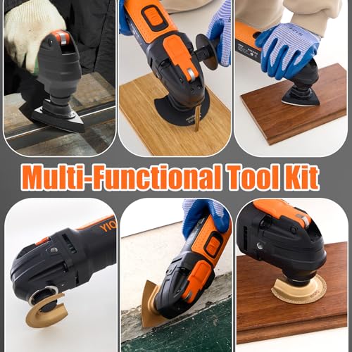 YIQIYIBO Multifunktionswerkzeug, 300W Oszillationswerkzeug Oszillierer mit 6 Drehzahl 1100-21000 RPM, 3° Oszillationswinkel Oszillierende Säge für Schneiden, Polieren, Schleifen, Schaben