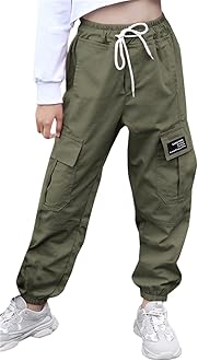 SANGTREE Girls & Womens Drawstring Cargo Jogger Pants,3 Years - Women 3XL