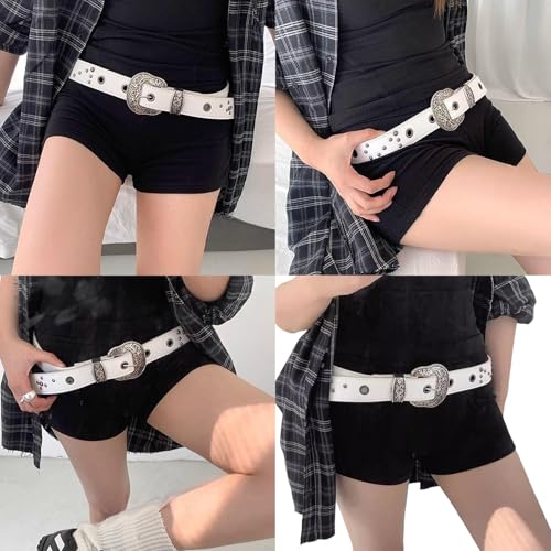 Rivet Studded Waist Belt Adjustable Pin Buckles Waistband With Eyelet Wide Belt Belt For Daily Wear2