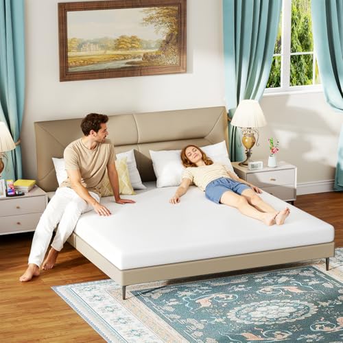 Image of FDW 6 Inch King Mattress, Medium Firm Base Foam, Breathable & Comfortable with Removable Washable Zipper Cover, Bed in a Box, CertiPUR-US Certified, White