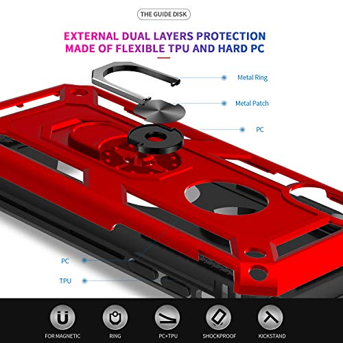 Leyi For Iphone Xr Protective Case, Heavy Duty Iphone Xr Case With Ring And 2Pcs Screen Protector For Women Men, [Military-Grade] Shockproof Case With Magnetic Kickstand For Apple Iphone Xr 10, Red #TOP3