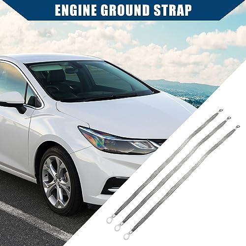 Hihaha Universal Car Braided Ground Straps/Front/Tinned Ground Wire Straps/Durable/Copper / 508mm / 3pcs / Silver Tone