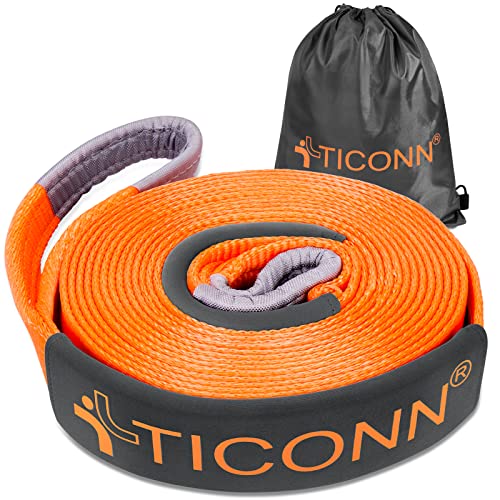 TICONN 3''x30' Recovery Tow Strap, Break Strength 35,000 lbs Tested Tree Saver, Triple Reinforced Webbing and Loop Straps Kit, Winch Snatch Strap (30' Recovery Strap)