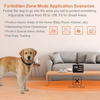Wireless Dog Fence, Newest 3-in-1 Pet Containment System with Forbidden Zone + Dog Training Collar Function for Indoor & Outdoor, Portable IPX7 Waterproof Wireless Fence