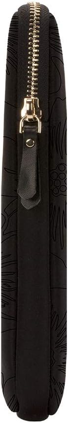 kate spade new york Slim Sleeve for 13" - Reverse Hollyhock Matte/Shiny Black/Gold Zipper/Gold Printed Logo