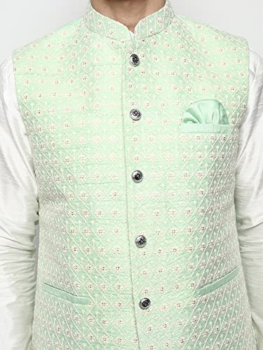 Image of Uri and MacKenzie Men's Silk Blend Kurta Pajama with Designer Ethnic Nehru Jacket /Modi Jacket