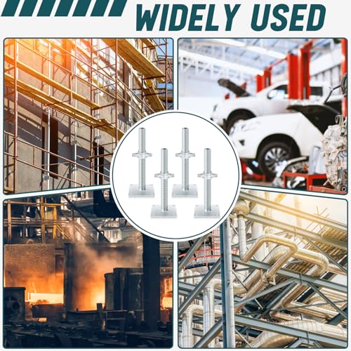 zonon 4 pcs adjustable scaffolding leveling jack hollow screw jacks with base plate for baker style scaffolding baker scaffold12 inch