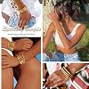 MJartoria Glitter Jelly Bangles Bracelets Set Glitter Filled Jelly Silicone Bracelets for Women (Gold) #5