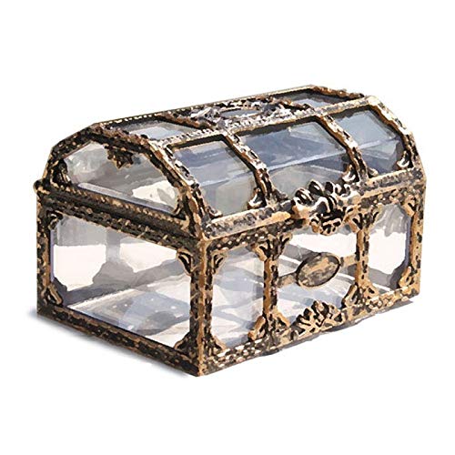 Preisvergleich Produktbild QINGRAN, Klare Kunststoff-Schmuck-Aufbewahrungsboxen Piraten-Stil Truhenschachtel Schatz-Aufbewahrungsbox Crystal Gem Jewelry Collectibles Box, 1St