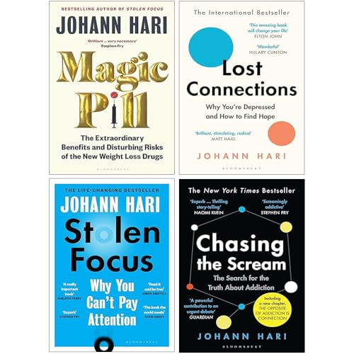 Johann Hari 4 Books Collection Set (Stolen Focus, Chasing the Scream, Lost Connections, Magic Pill)