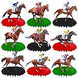 Horse Racing Honeycomb Centerpieces 12Pieces Horse Racing Table Decorations Horse Racing Party Horserace Derby Day Supplies for Equestrian Theme Race Horse Birthday Decor