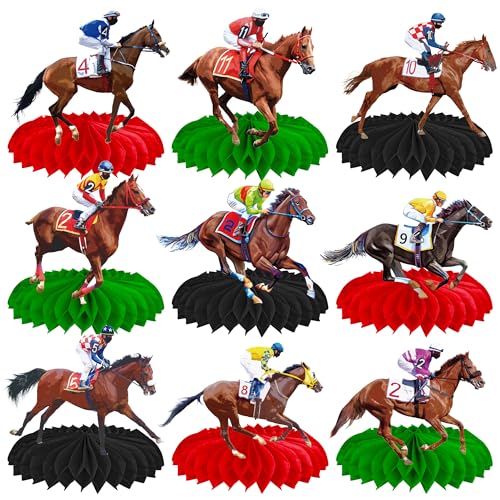Horse Racing Honeycomb Centerpieces 12Pieces Horse Racing Table Decorations Horse Racing Party Horserace Derby Day Supplies for Equestrian Theme Race Horse Birthday Decor
