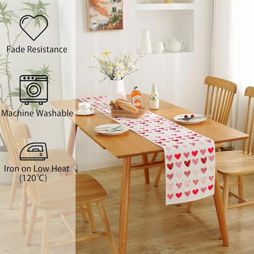 Valentines Day Table Runner 72 Inches Long Valentines Day Decor with Red Pink Heart Table Runner for Birthday, Wedding Anniversary, Marriage Proposals, Engagements, Romantic Events by AILUOQI - Used condition - US$7.98