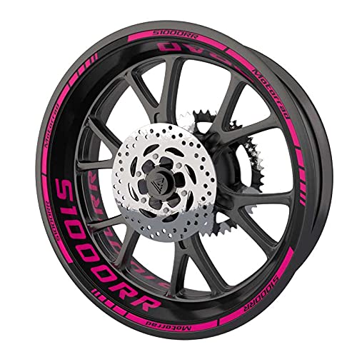 Komplettes Set mit Aufklebern für Felgen, für BMW S1000RR, Premium-Qualität (2 komplette Räder) (Fuchsia)