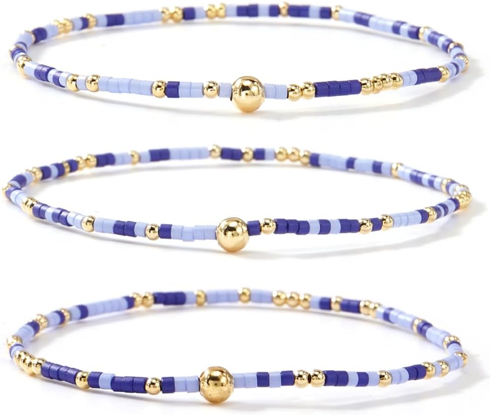 Dainty Gold Plated Tiny Ball Colorful Rice Beaded Bracelets