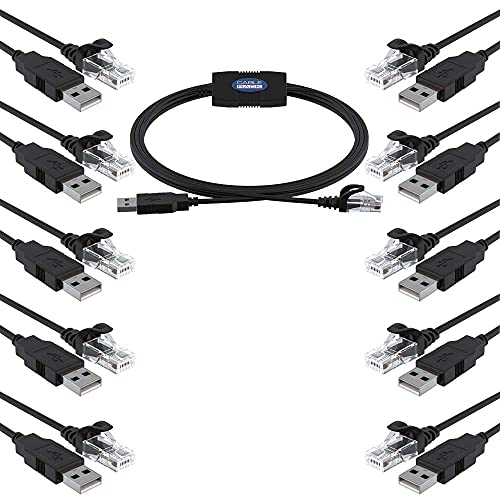 CableRack 10�p�b�N 6�t�B�[�g USB - RJ45 ���[���I�[�o�[ �R���\�[���P�[�u�� (���� Prolific Chipset) Cisco �f�o�C�X�p