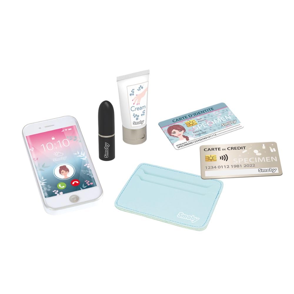 Smoby - My Beauty Bag - Beauty Bag - 7 Accessori - Trucco Finto - Borsa e Porta Carte - Facilmente Trasportabile - dai 3 Anni