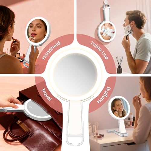 FZIFZI Espejo Maquillaje con Luz, 1X/10X de Doble Cara Espejo Tocador con Luz, Espejo Maquilhagem con 3 Modos de Iluminación, Espelho Luces Maquillaje con Aumento,USB,Sobremesa,Portátil para Viajes - imagen 5