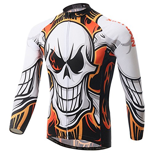 Men's Long Sleeve Cycling Jersey Bike Clothing Bicycle Clothes Autumn 100% Polyester Outdoor Sports MTB Wear Fire Yellow L
