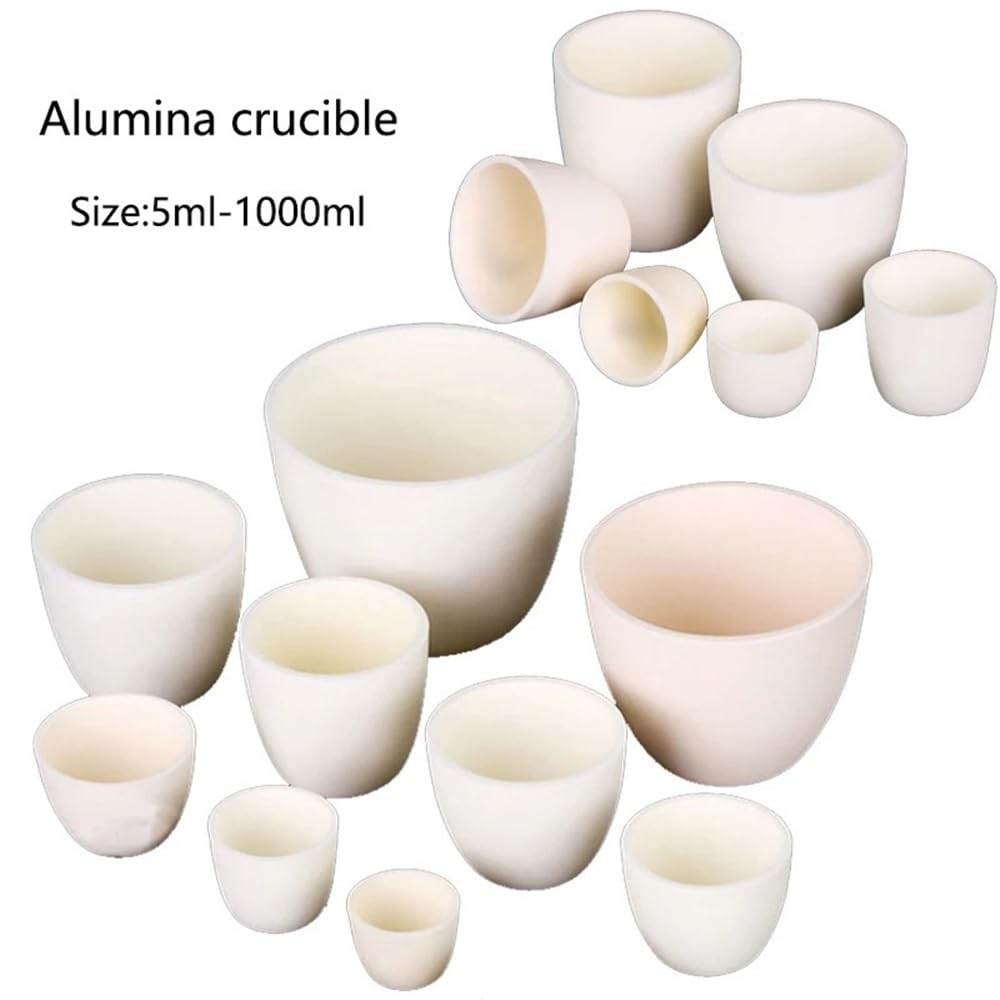 Crisol de corindón de alúmina de alta densidad (1 unidad) sin tapa (5 ml a 500 ml) for experimentos de laboratorio y fusión de metales.(100ml)