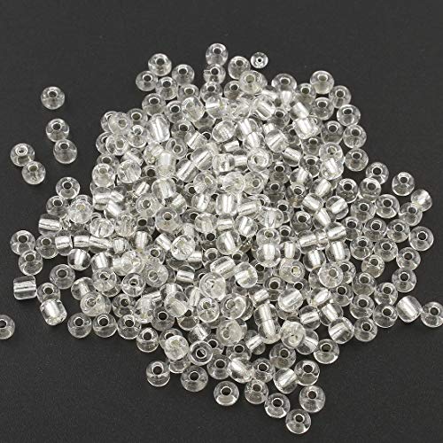 Pack of 1100 Glass Seed Beads 4 mm, 6/0, Pony Beads, Clear Mini Children's Beads, Seed Beads, Choice of Colours (Crystal Silver Insert) - Image 2