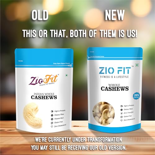 Image of Ziofit Indian Whole Cashews | 200g (Buy 1 Get 1 Free) | Nutritious Dry Fruit | Healthy Snacks, Rich in Nutrients | Protein | Fiber | Vitamins, Roasted | Nutritious & Delicious Healthy Snack | Gluten Free | Cashews Rich in Protein | Magnesium and Phosphorus | Plant Protein & Rich in Minerals & Vitamins.