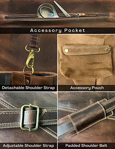 Leather Chef Knife Roll Bag - Expandable 11 Pockets with Tool Pouch, Brown - 2