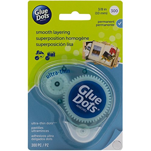 Glue Dots Clear Dot Disposable Dispenser-Ultra Thin .375" 300/Pkg