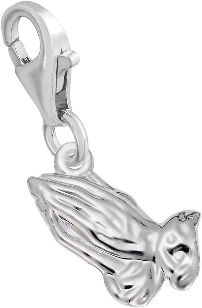 Praying Hands Charm with Lobster Claw Clasp, Charms for Bracelets and Necklaces