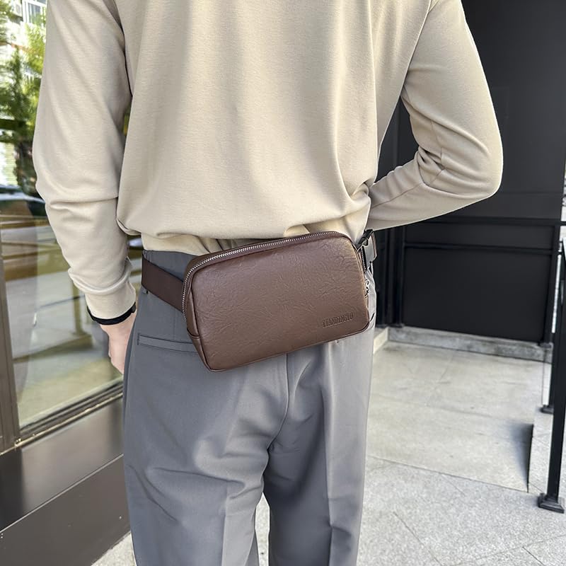 Image of Leather Chest Bag for Women, Crossbody Belt Bag Fanny Pack Purse Fashionable Waist Bags Handbag for Everyday Use Trip Walking Hiking