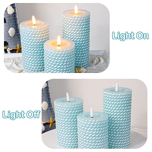 Image of Blue Flameless Pillar Candles with Remote