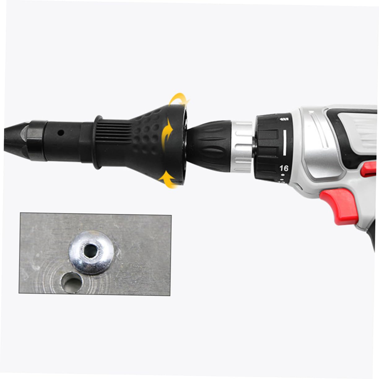 NUOBESTY Adattatore per Trapano Rivettatrice Elettrica Nero in Metallo Testa Filettata, Design Compatto e Ergonomia, Kit da 3 Pezzi per Rivettatura Veloce e Precisa