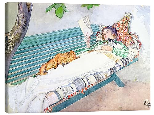 Posterlounge Femme allongée sur un banc Tableau sur toile de Carl Larsson 40 x 30 cm Tableaux Décoration murale