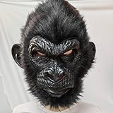 Furry Gorilla Mask,Realistic Gorilla Mask, Full Head Fursuit Black Gorilla Mask, Monkey Mask for Halloween Christmas,Ape Mask