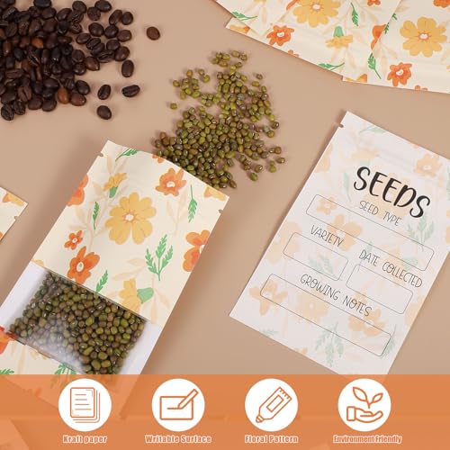 120 Pcs Seed Envelopes with Clear Window 3.54 x 5.51 Inch Seed Packets, Resealable Storage Envelope for Vegetable Flower Easter Basket Stuffers - Image 3