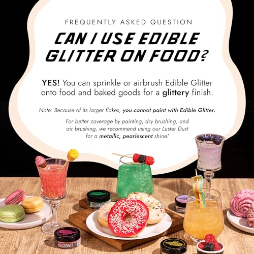 Image of MONEGASQUE Snow White Edible Glitter for Drinks & Cakes, Drink Glitter, 10g | Cocktail Shimmer Powder, for Cupcakes, Champagne & Macarons, Cocktail Garnish, Vegan, Gluten-Free, for Bakers & Mixologists