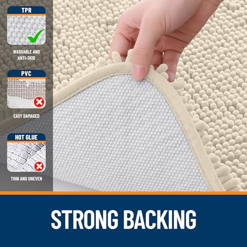 Image of OLANLY Large Bathroom Rugs 40x24, Extra Soft Absorbent Chenille Bath Rugs, Rubber Backing Quick Dry, Machine Washable Bath Mats for Bathroom Floor, Tub and Shower, Home Decor Accessories, Sand