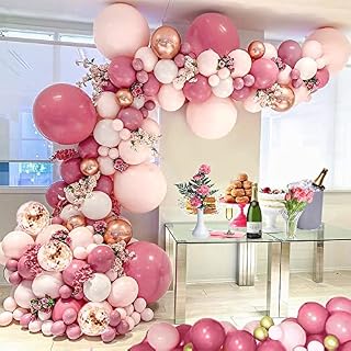 BIQIQI Pink Balloon Arch Garland Kit,118 PCS Balloon Decoration Set with Rose Pink Latex Balloons, Balloon Chain, Tying Tool, Party Balloons for Baby Shower Wedding Birthday Party
