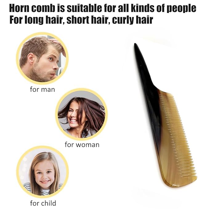 Image of SOFIYA CRAFT Ox Horn Comb Handmade Anti Static Natural Fine Horn Comb With smooth Handle- Professional Detangling Massage Fine tooth Comb A Great Gift - (9 inch) (9.3 - INCH)