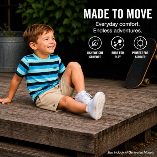 Image of Volcom Toddler Baby Boys Graphic Tee & Tech Stretch Shorts Set Short Sleeve | Soft Breathable Cotton Fabric, Adjustable Drawstring Waistband Adapts as He Grows, Comfort for Play, School or Vacation