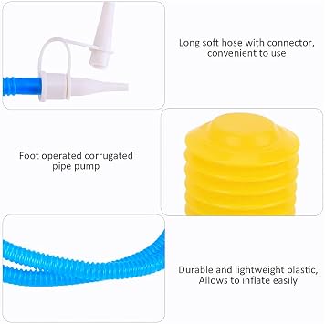 Plastic Bellows Foot Pump, Foot Pump - Sports Inflatable Pump for Inflatables, Yoga, Bed, Mattress, Inflatable Boat, Exercise Ball, Balloon, Balls, Swimming Ring & Toys
