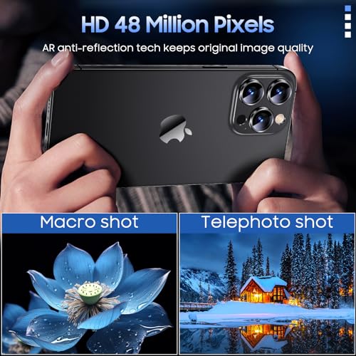 Uyiton Compatible with iPhone 15 Pro/iPhone 15 Pro Max Camera Lens Protector, [Not Easy to Break][Strong Adsorption][Case-Friendly] Metal Tempered Glass Rear Camera Screen Cover - Black Titanium - Thumbnail 3