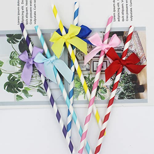 60 Pitillos de Papel Decorativos con Moño Rosa miniatura 3