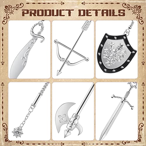 Fabbay 6 Pairs Gothic Earrings Gothic Jewelry Medieval Renaissance Dangle Earrings Sword Earrings Vampire Earrings Gothic Dangle Earrings Skull Axe Gothic Dagger Goth Earrings for Women, 6 Styles4