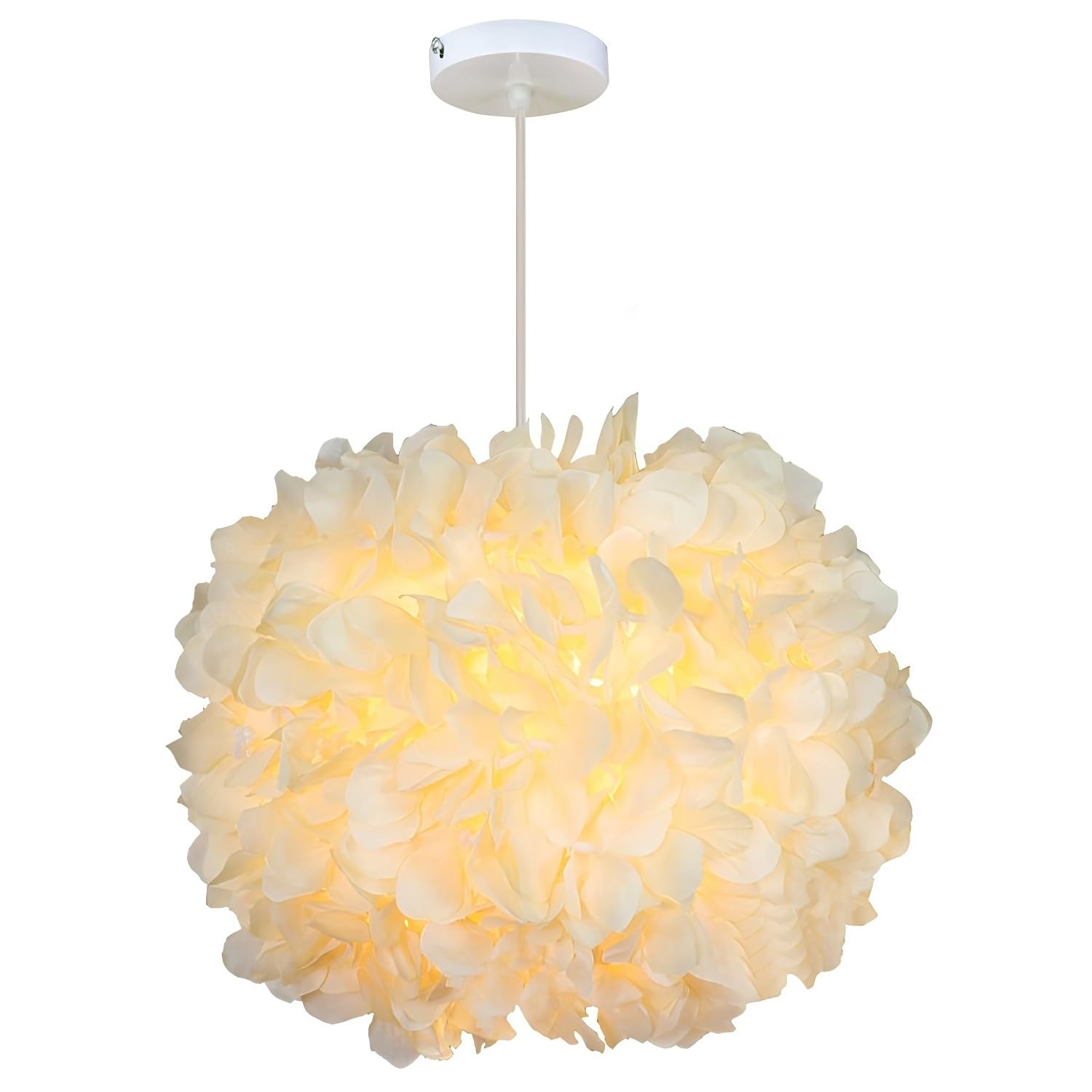 iDEGU Moderne Pendelleuchte, Ø 30 cm Hängelampe aus Stoff Kugel Lampenschirm E27 Deckenleuchte Kronleuchter für Schlafzimmer, Wohnzimmer (Gelb Blume)