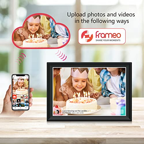 Image of 64GB FRAMEO 10.5 Inch Smart WiFi Digital Photo Frame 1920x1280 FHD IPS LCD Touch Screen, Auto-Rotate, 64GB Storage, Support SD Card & USB Drive, Share Moments Instantly via Frameo App from Anywhere