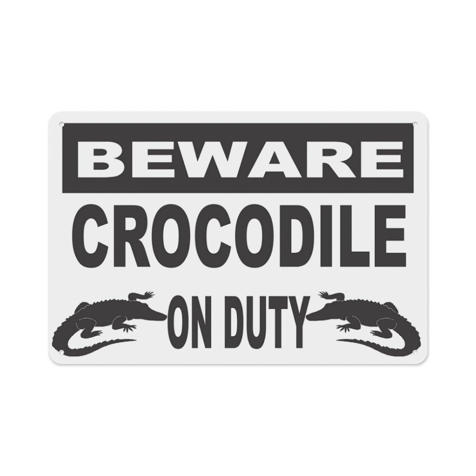 peiyeety Beware Crocodile On Duty Sign Aluminum Tin Warning Signs for Home Outdoor Garden 8X12 Inches
